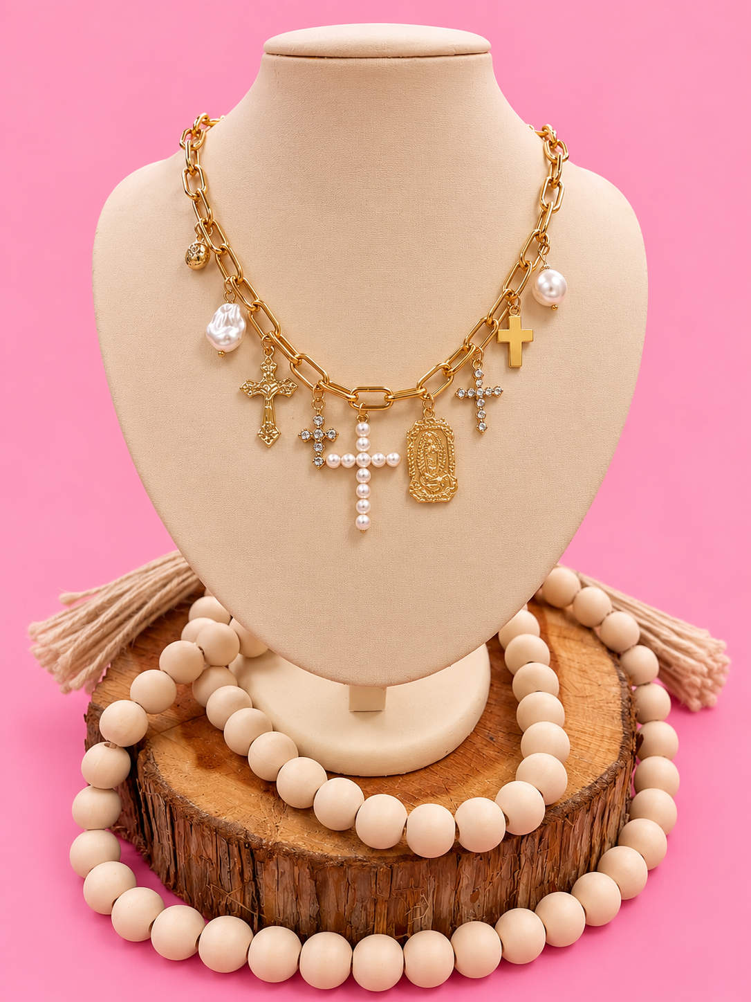 Radiant Faith Gold Charm Necklace