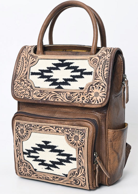 Backpack Hand Tooled Woven Saddle