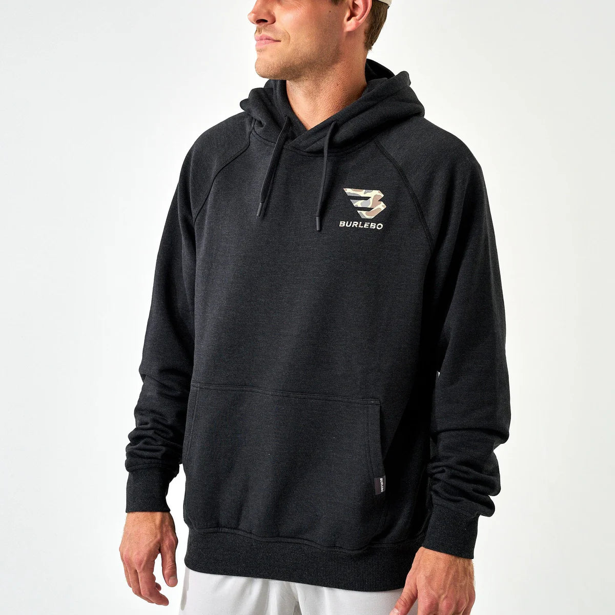 Fleece Hoodie - Camo Signature Logo - Heather Black