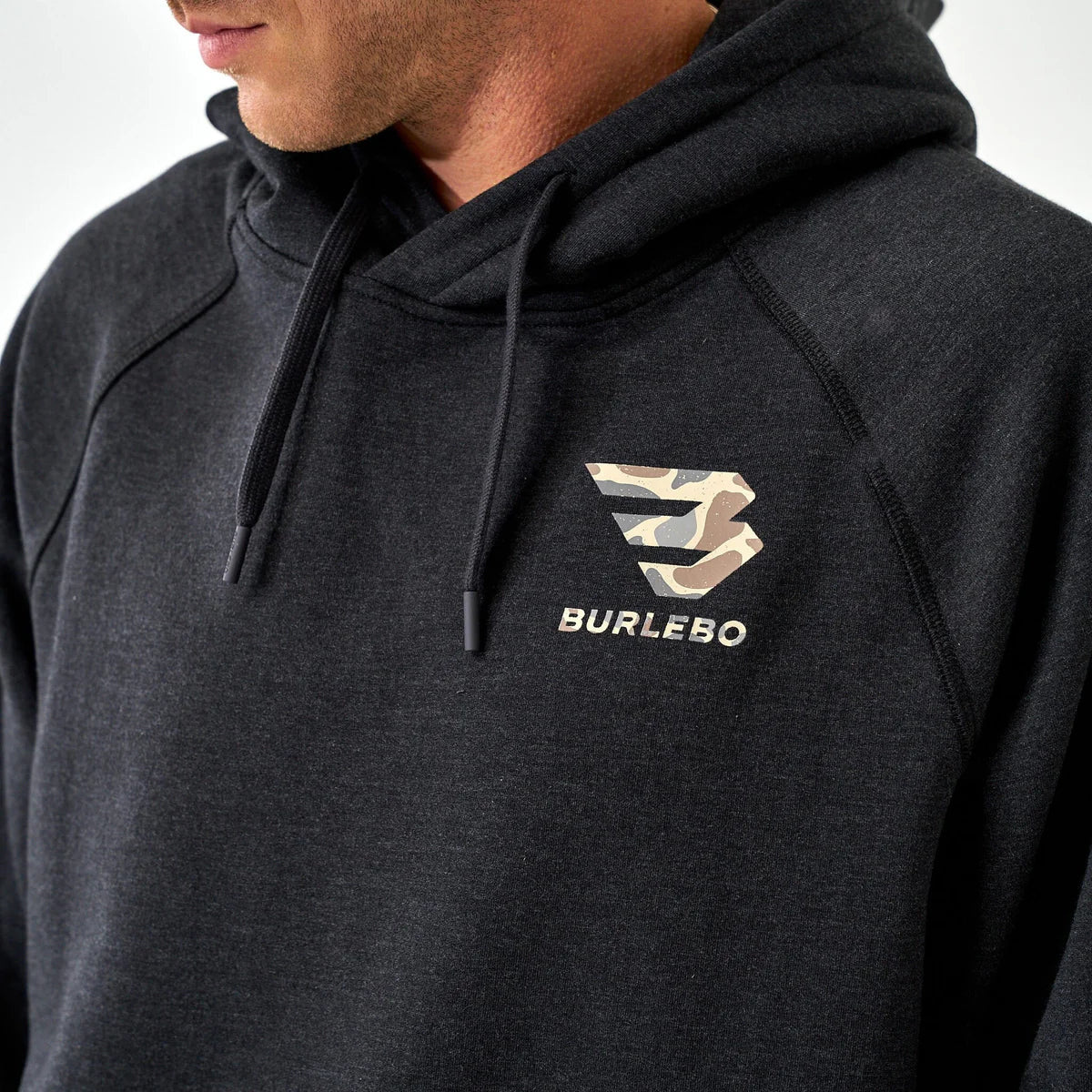 Fleece Hoodie - Camo Signature Logo - Heather Black