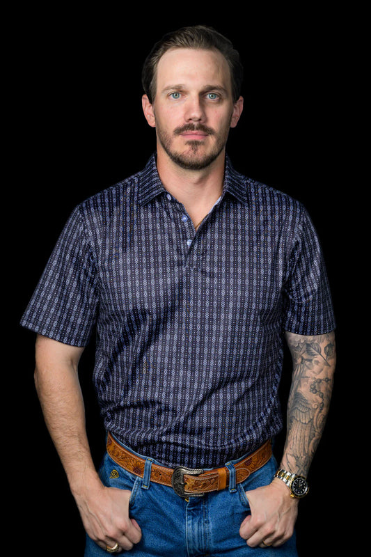Polo- Black Aztec