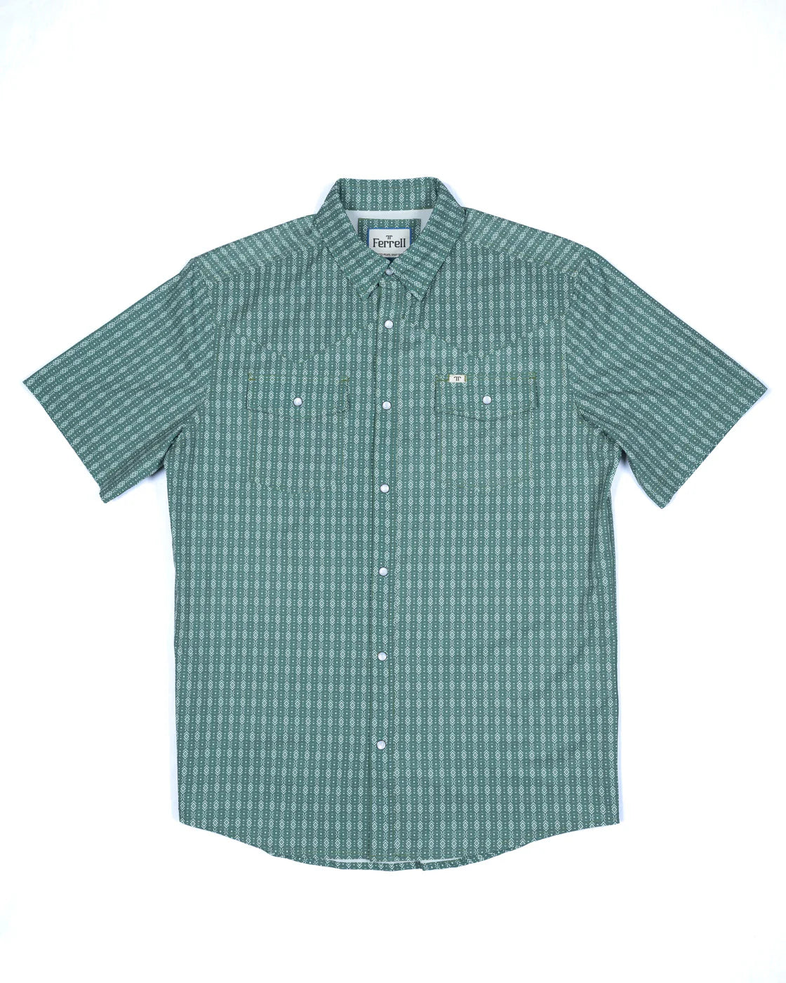 Aztec- Short Sleeve Snap Shirt Green