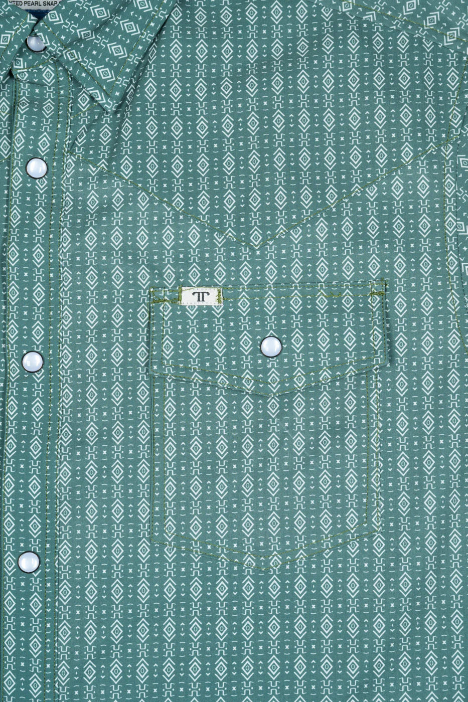 Aztec- Short Sleeve Snap Shirt Green