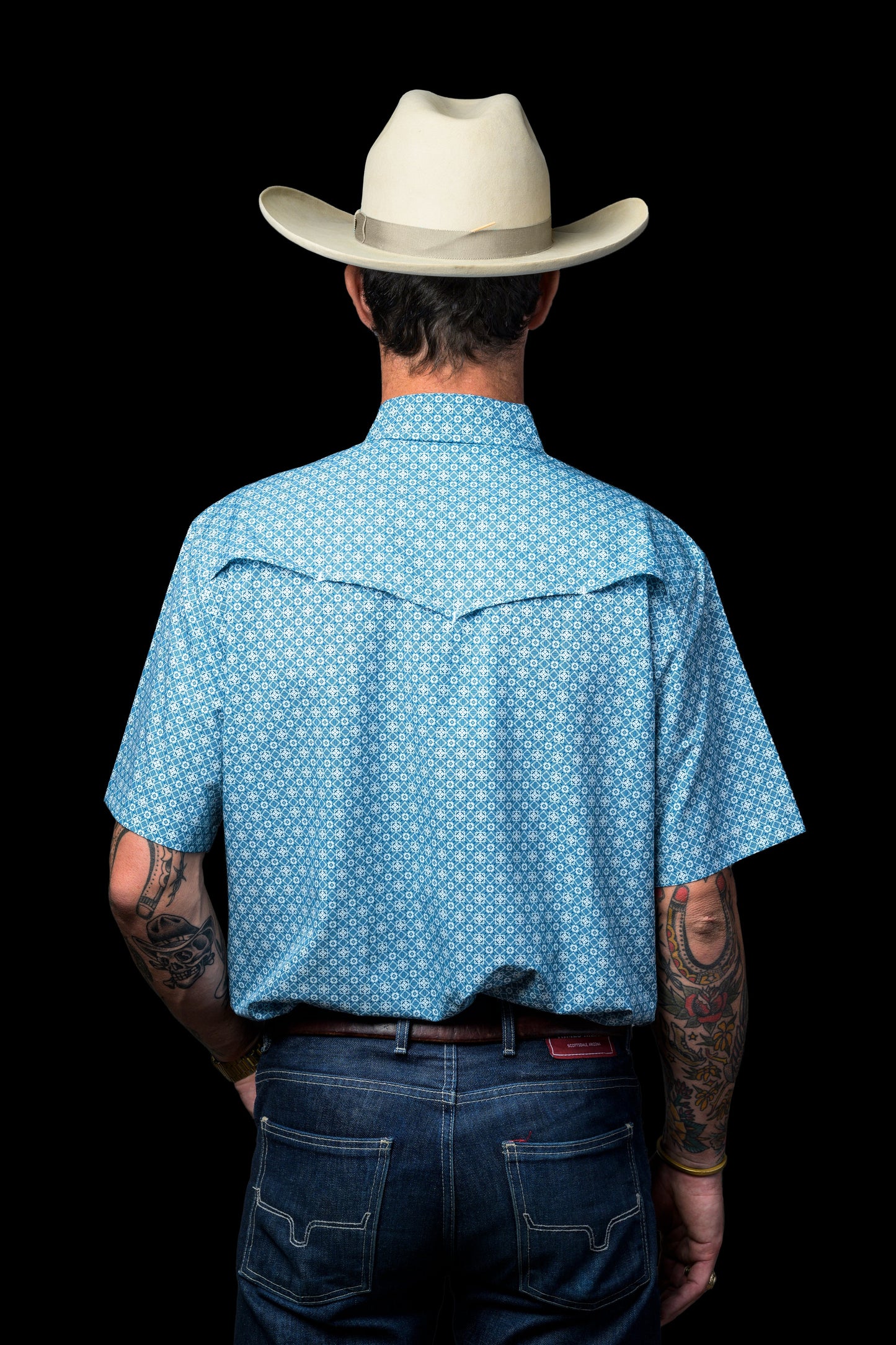 Diamond Short Sleeve Snap Shirt Blue