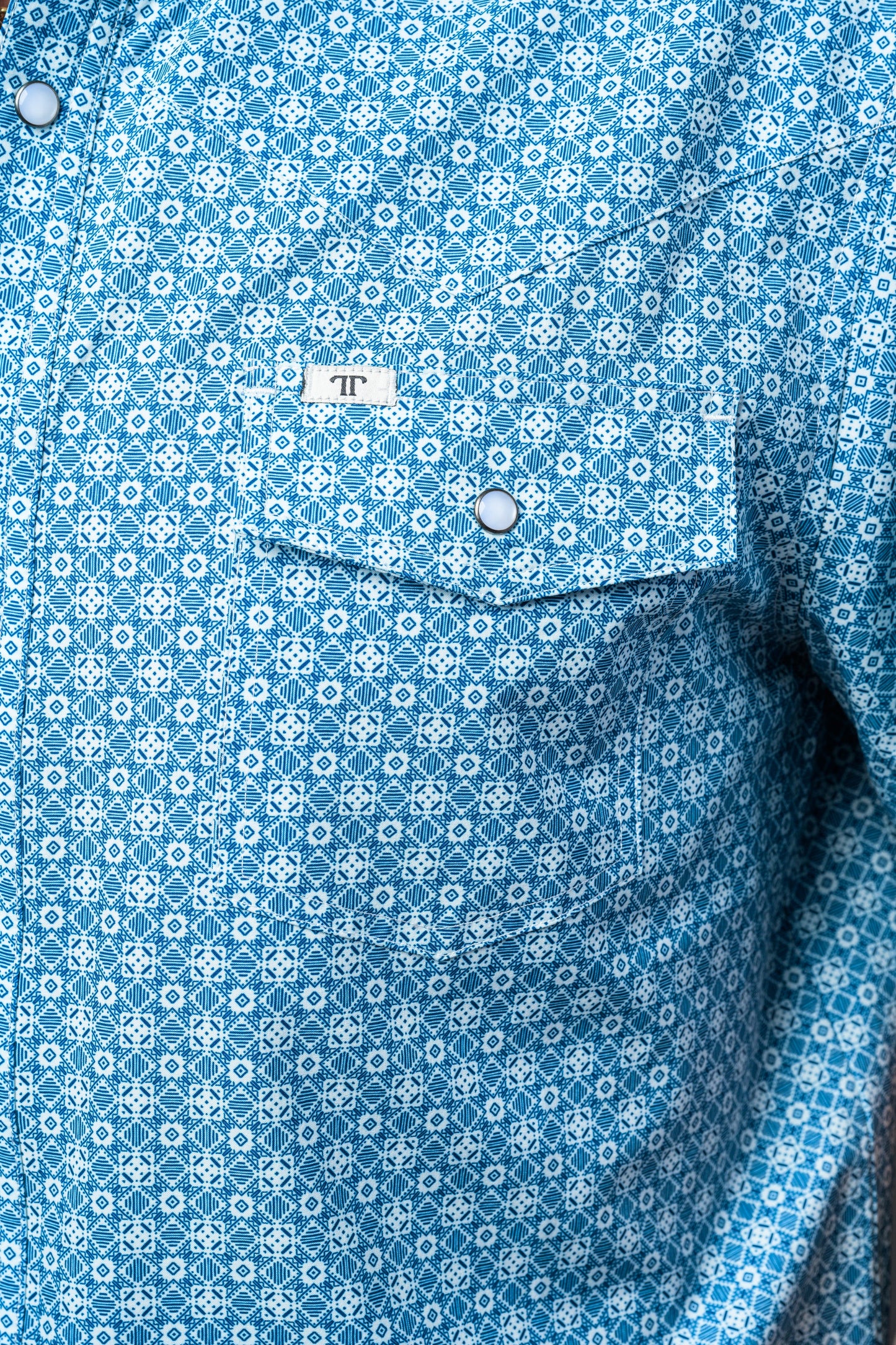 Diamond Short Sleeve Snap Shirt Blue