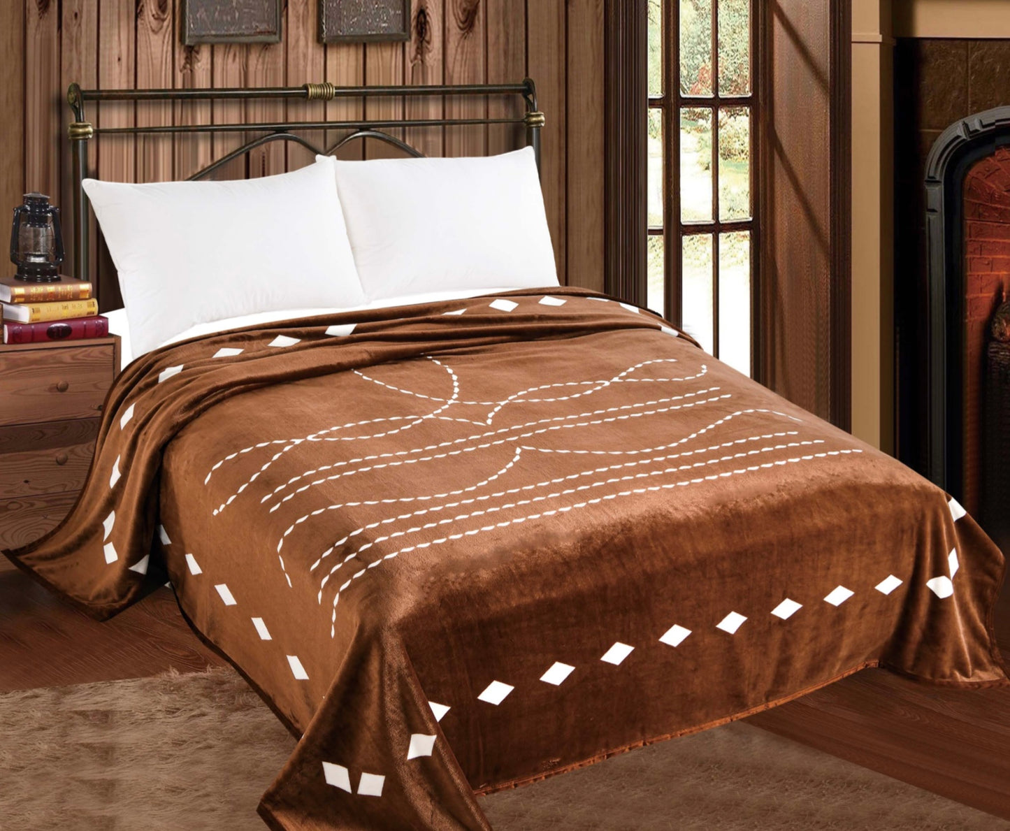 Premium Brown Boot Stitch- King Blanket