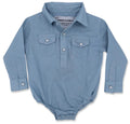 Light Denim Pearl Snap Onesie & Shirt