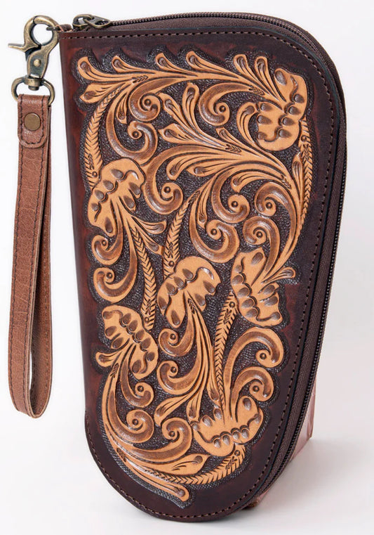 Hand Tooled Genuine Leather Western Gun Case