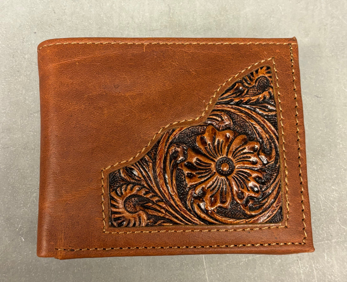 Tooled Patch Leather Wallet