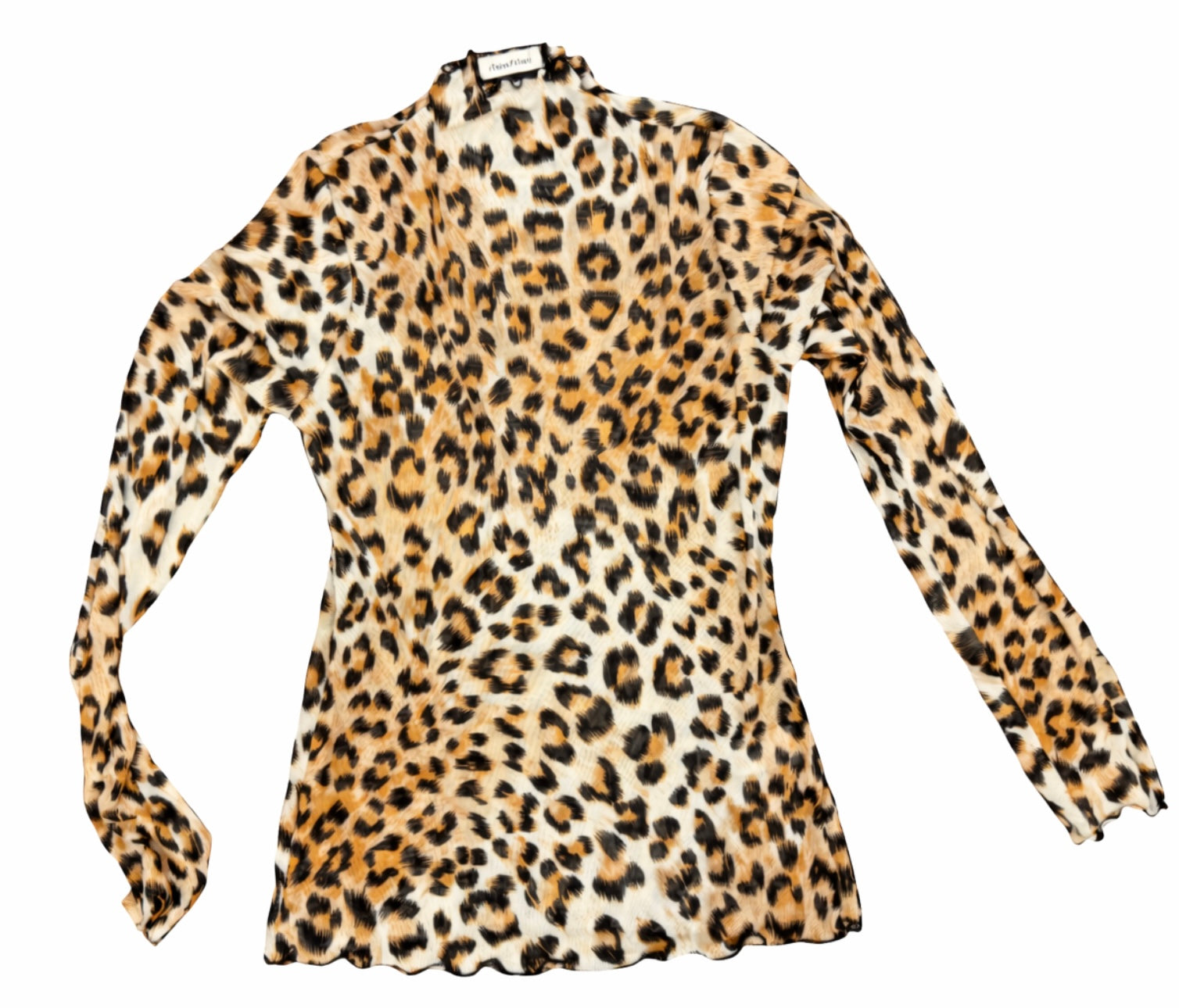 Midnight Leopard Mock Neck Mesh