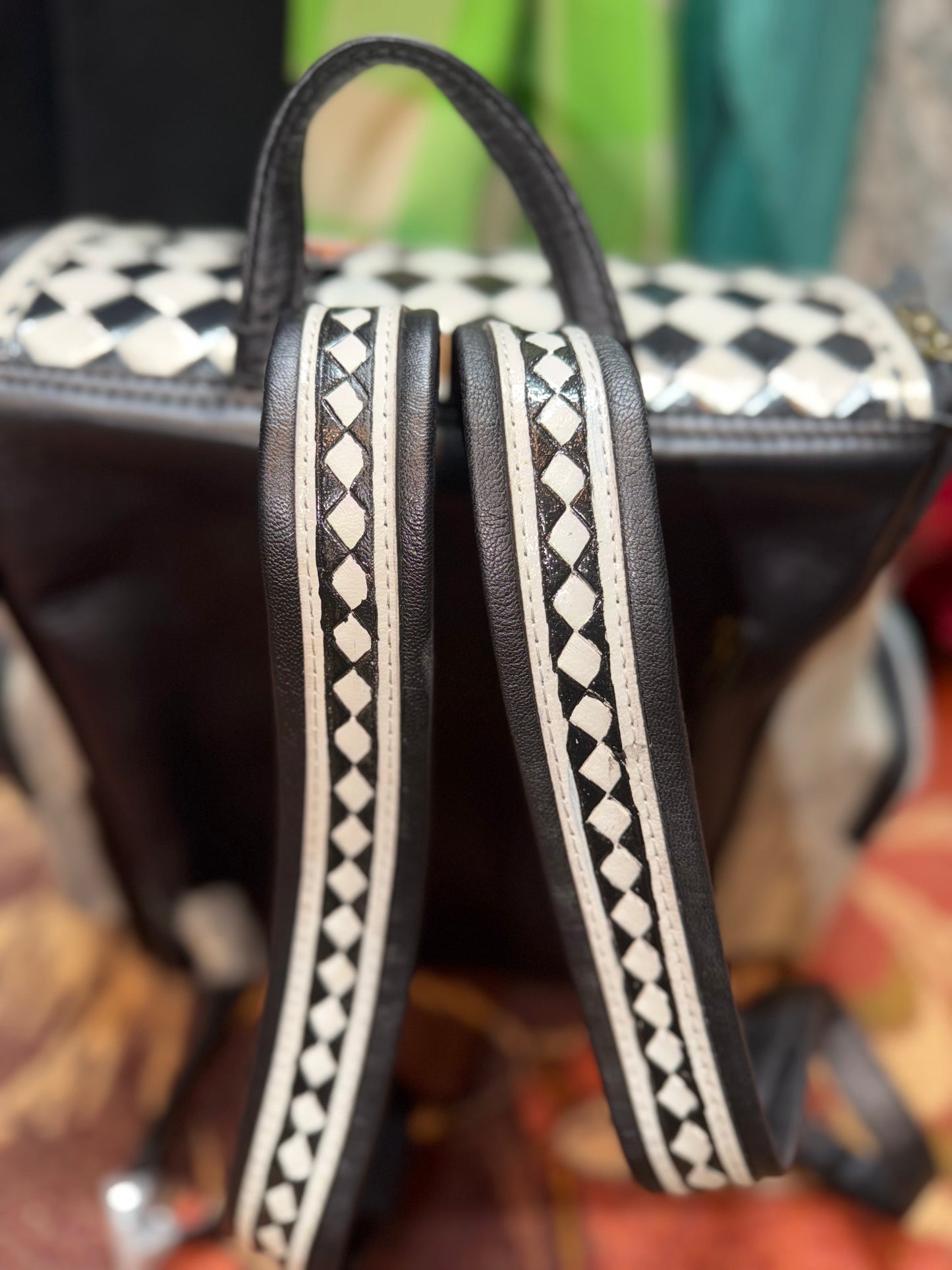 Checkered Turquoise Mama Backpack