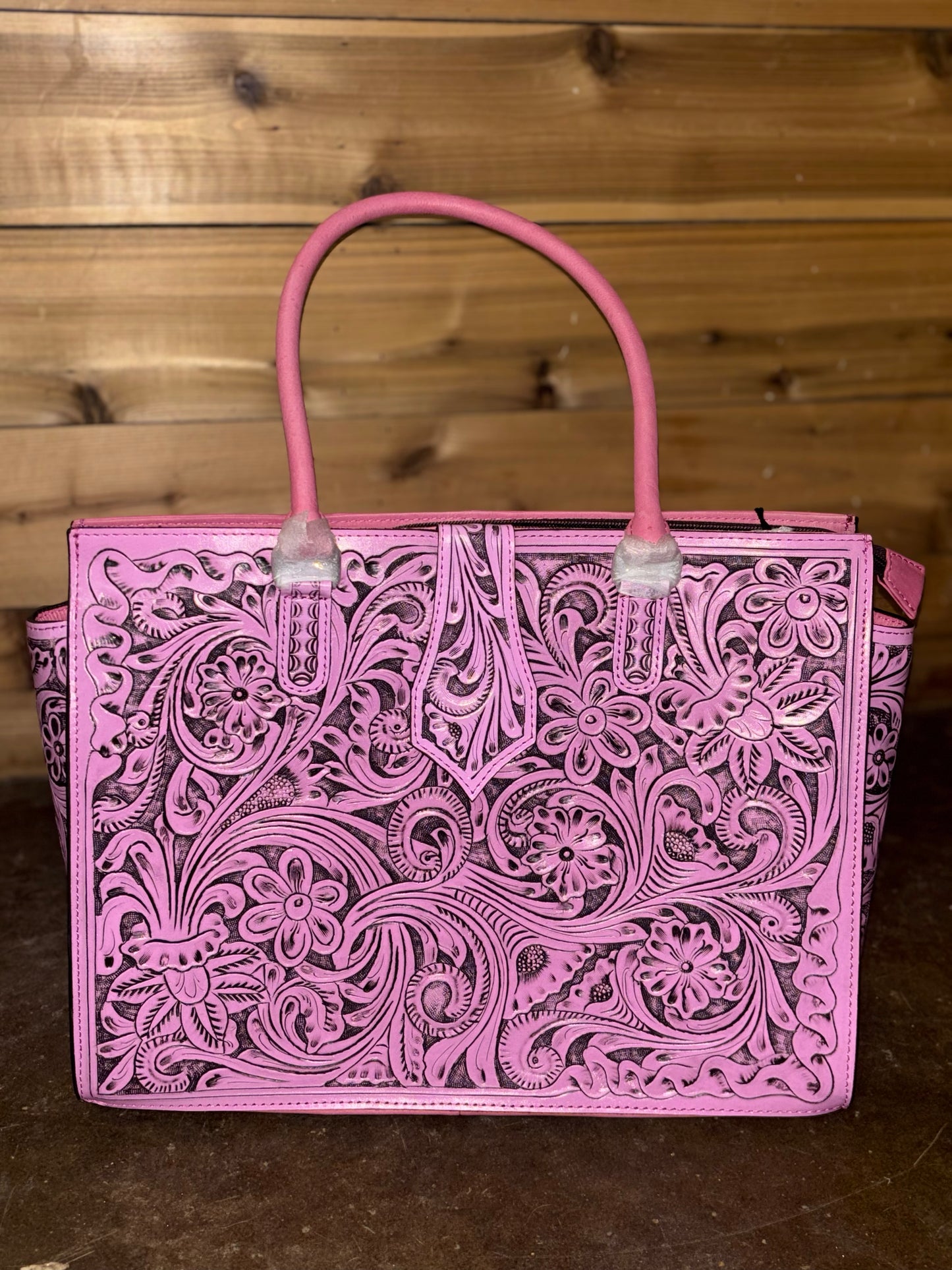 Pink Tooled Tote