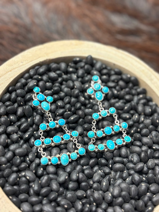 Tiered Triangle Turquoise Earrings