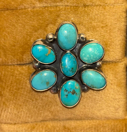 Adjustable Authentic Circle Squash Turquoise Ring