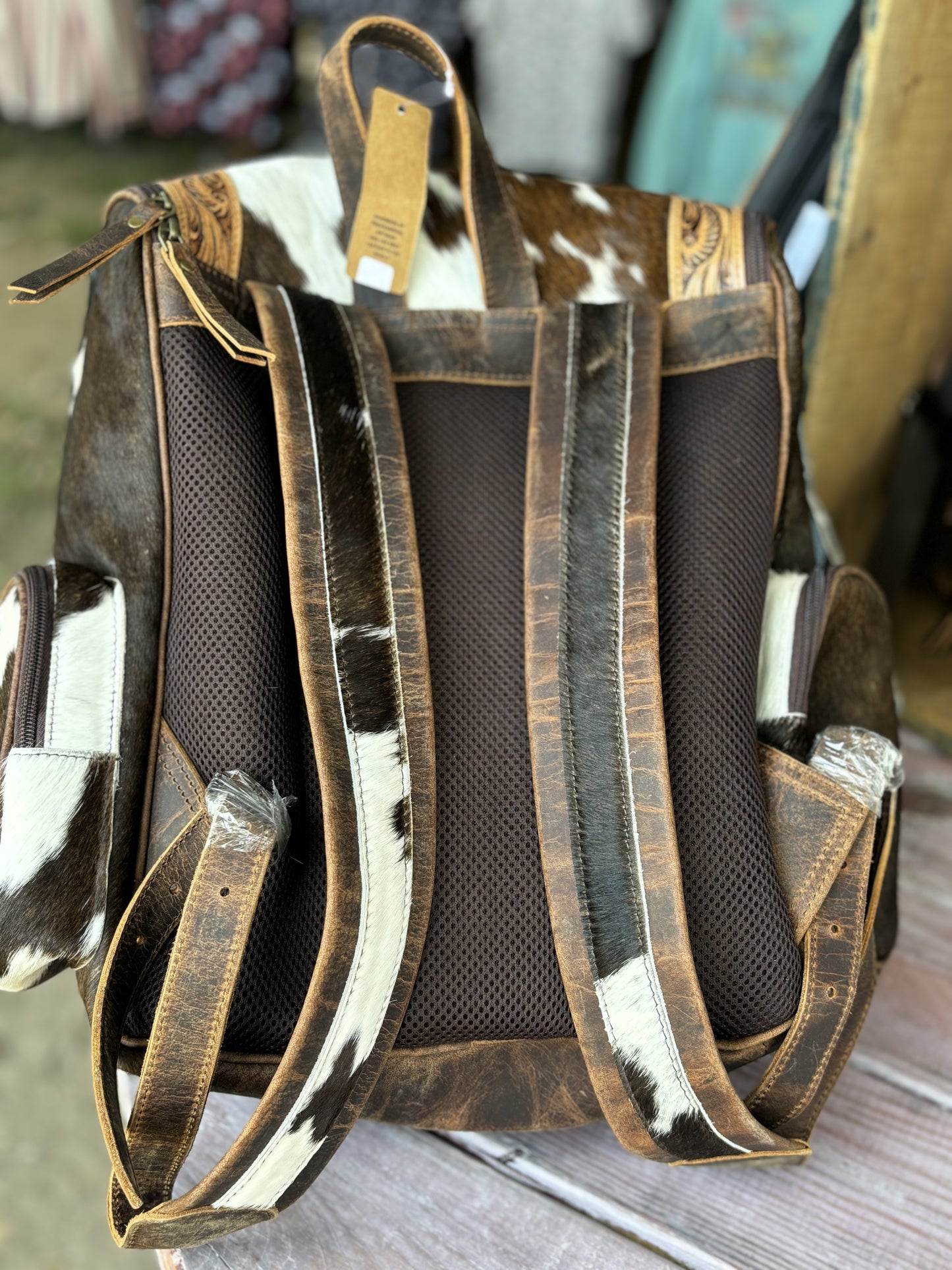 Cowhide Tooled Outline Backpack