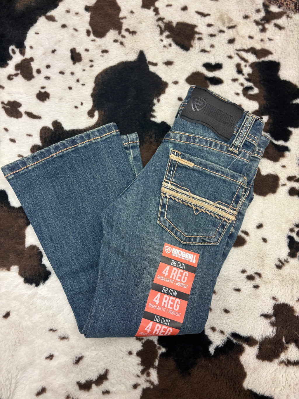 Rock N Roll Denim Boys Pleather Embroidered Bootcut Jeans