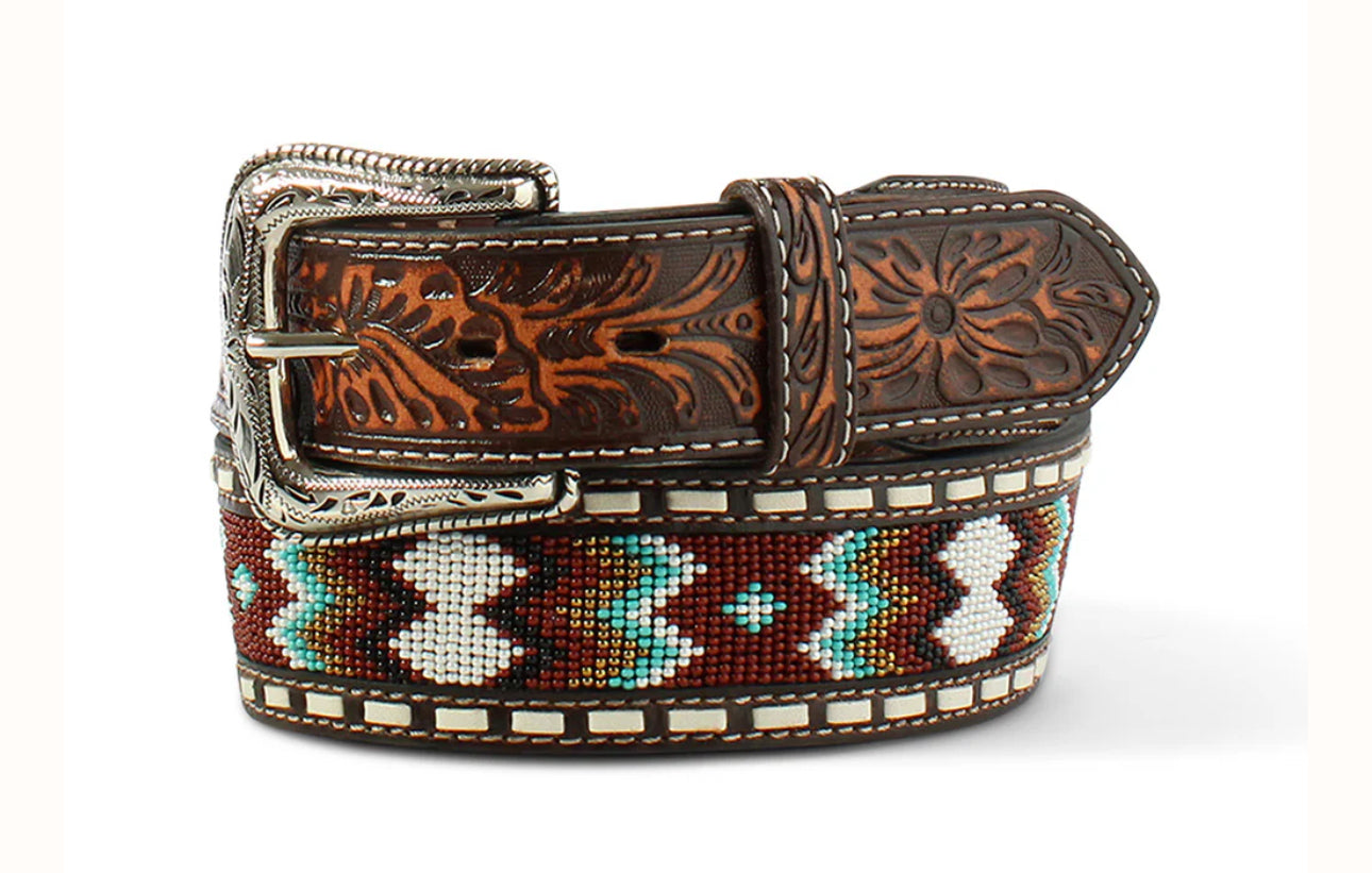 Ariat Mens Zig Zag Beaded Embossed Belt - A1040402
