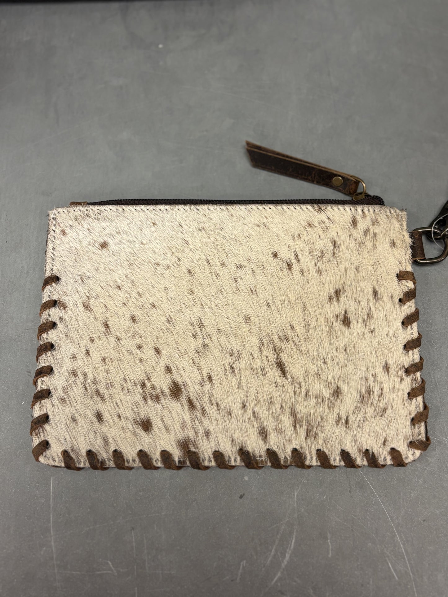 Cowhide Boot Stitch Wristlet