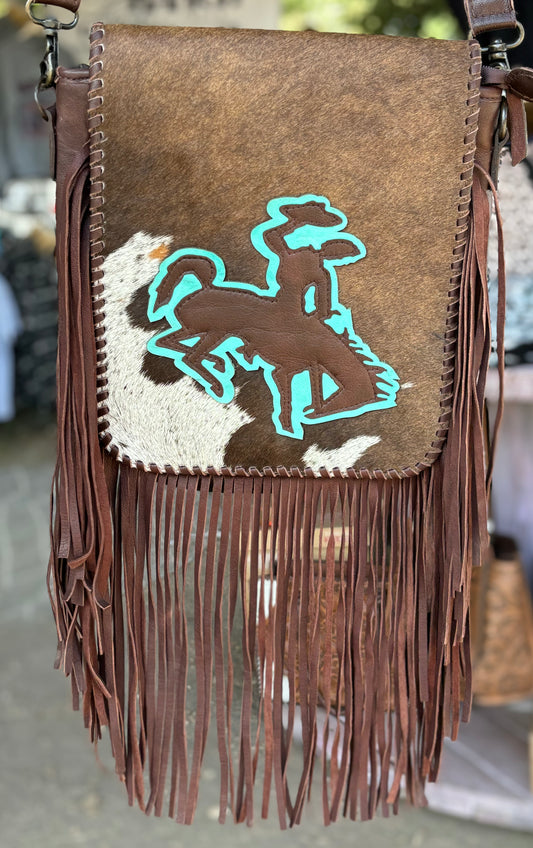 Turquoise Bronc Fringe Crossbody