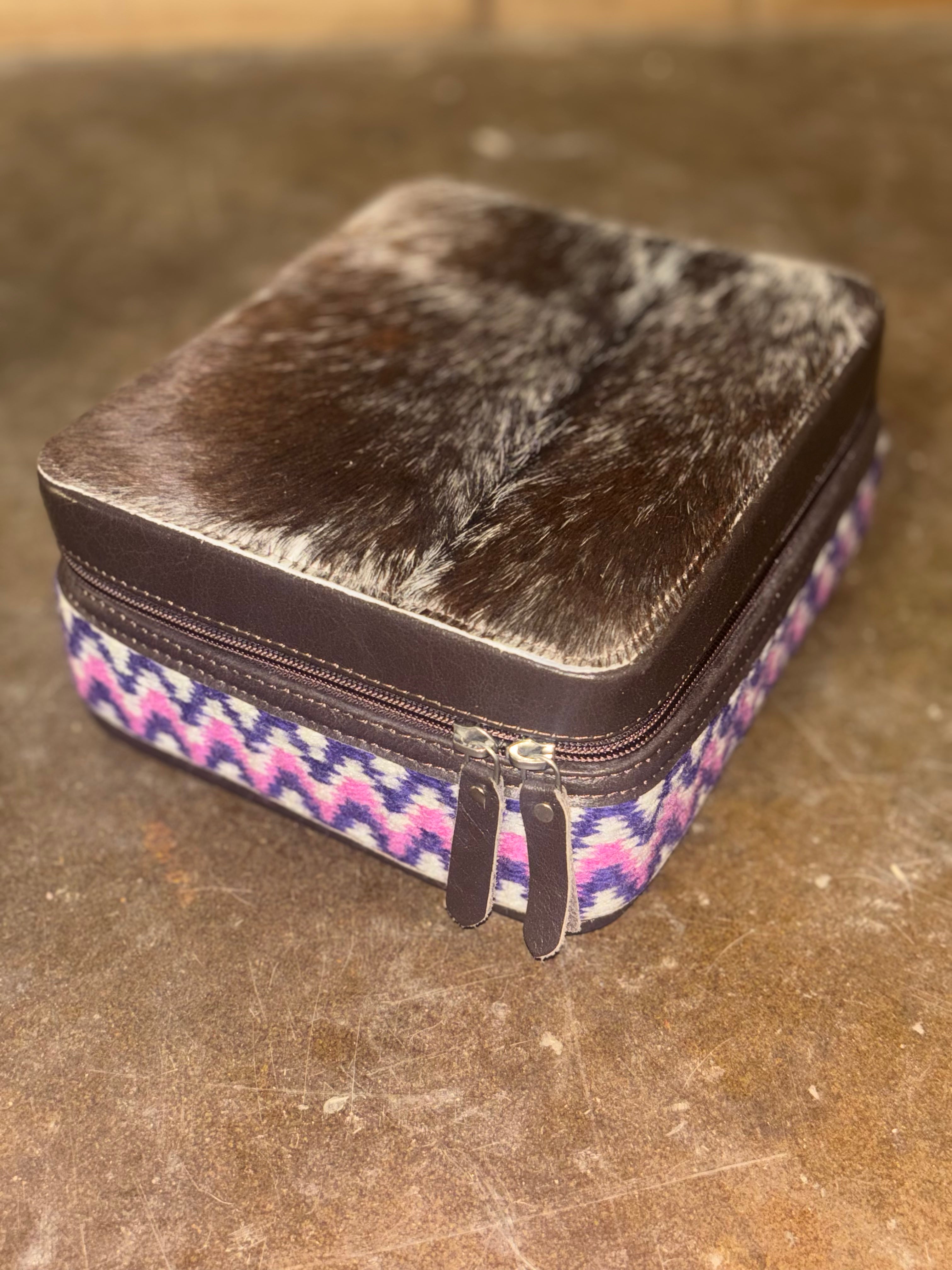Purple Aztec Cowhide Jewelry Box