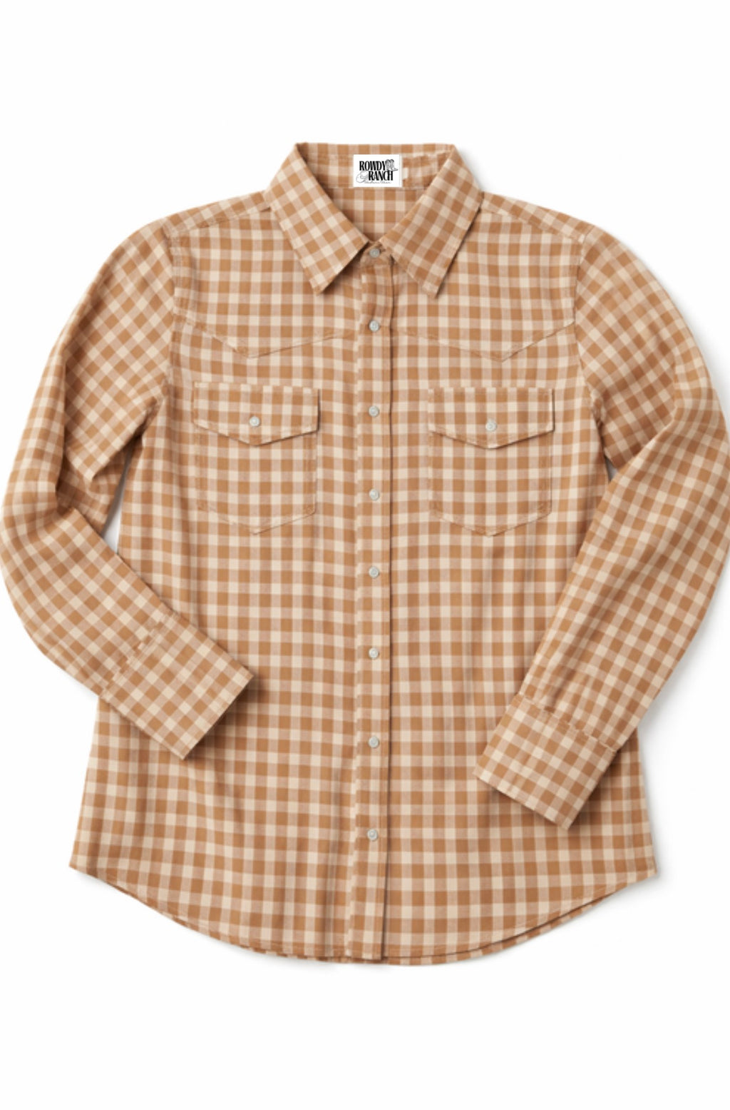 Brown Gingham Pearl Snap