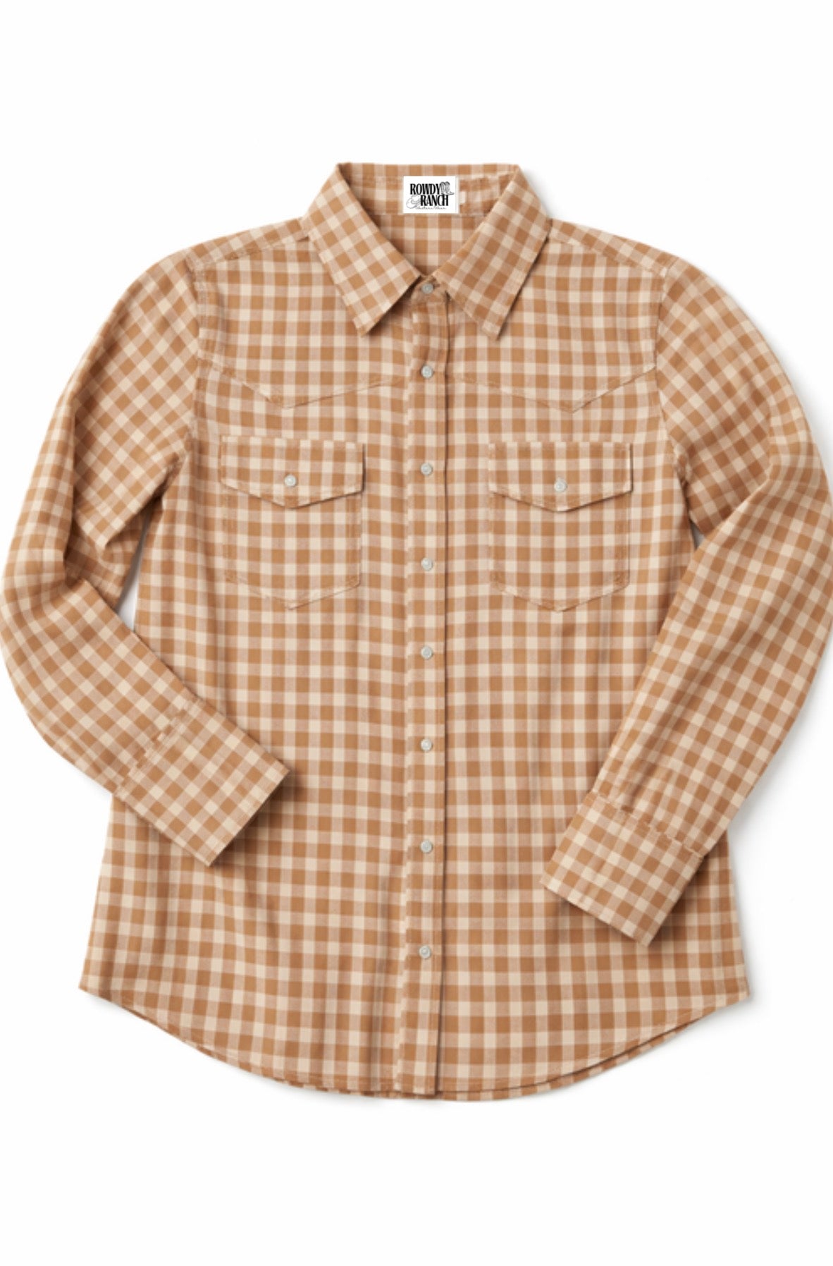 Brown Gingham Pearl Snap