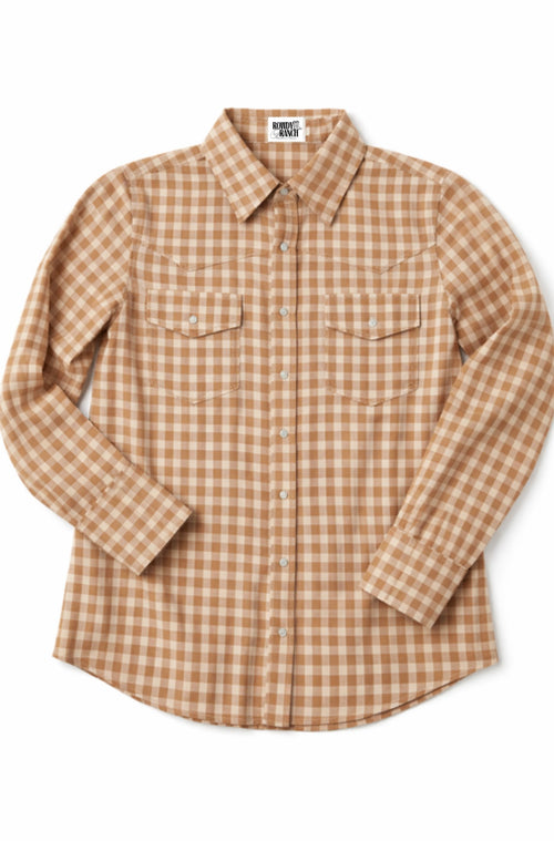 Brown Gingham Pearl Snap