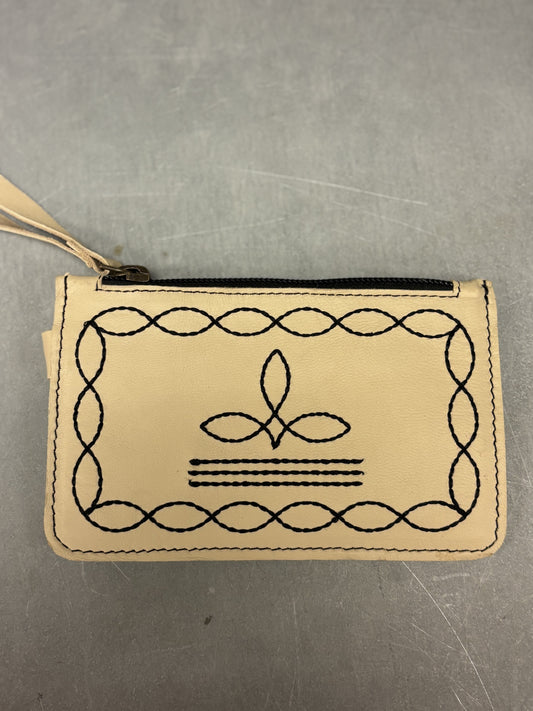 White Boot Stitch Wristlet Wallet