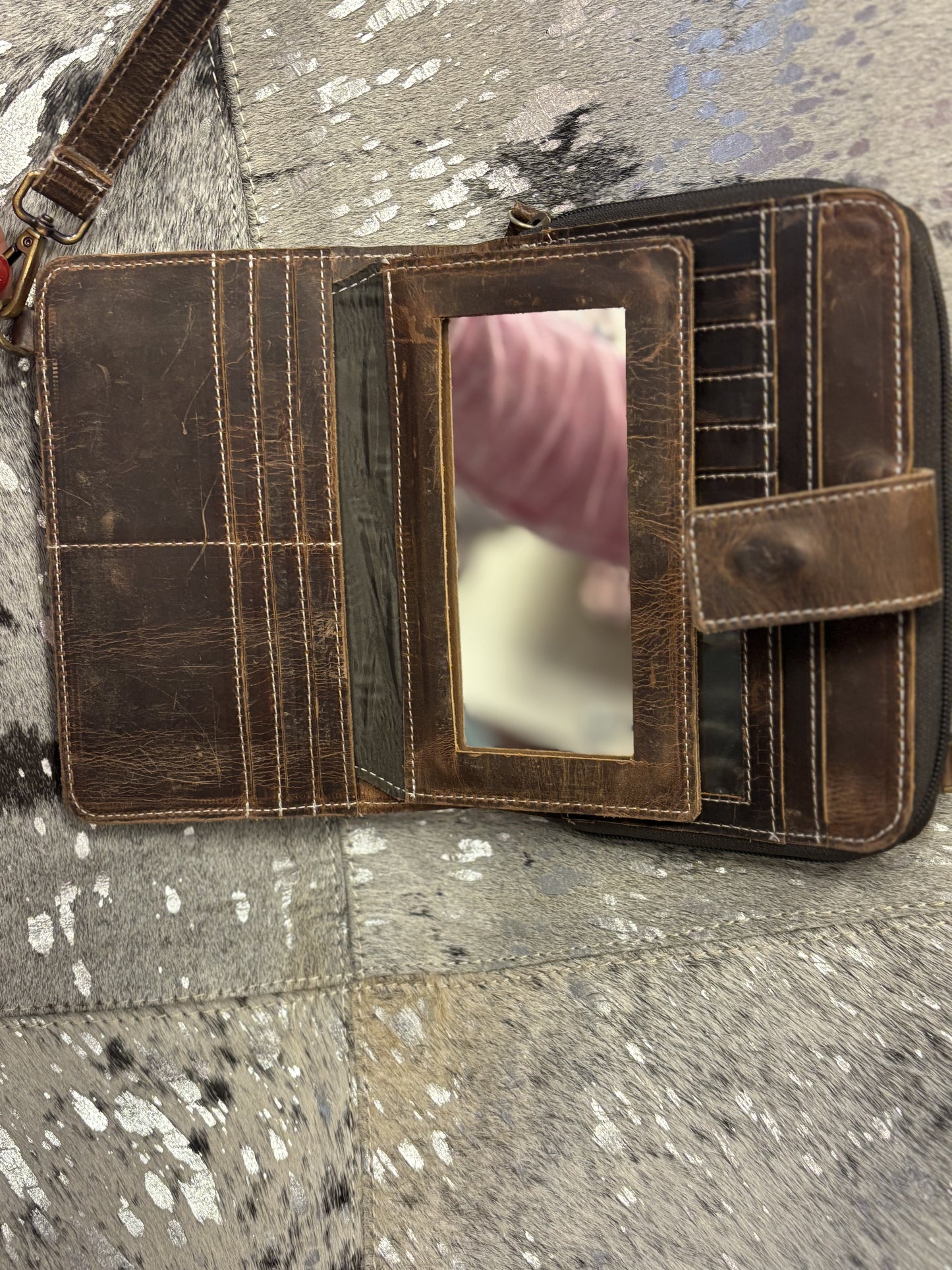 Boot Stitch Crossbody with Mirror