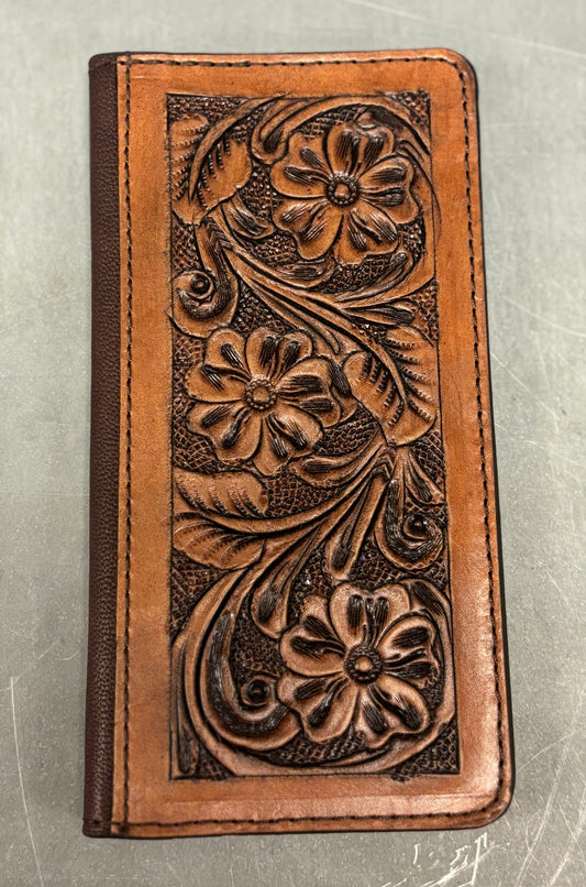 Natural Tooled Leather Wallet