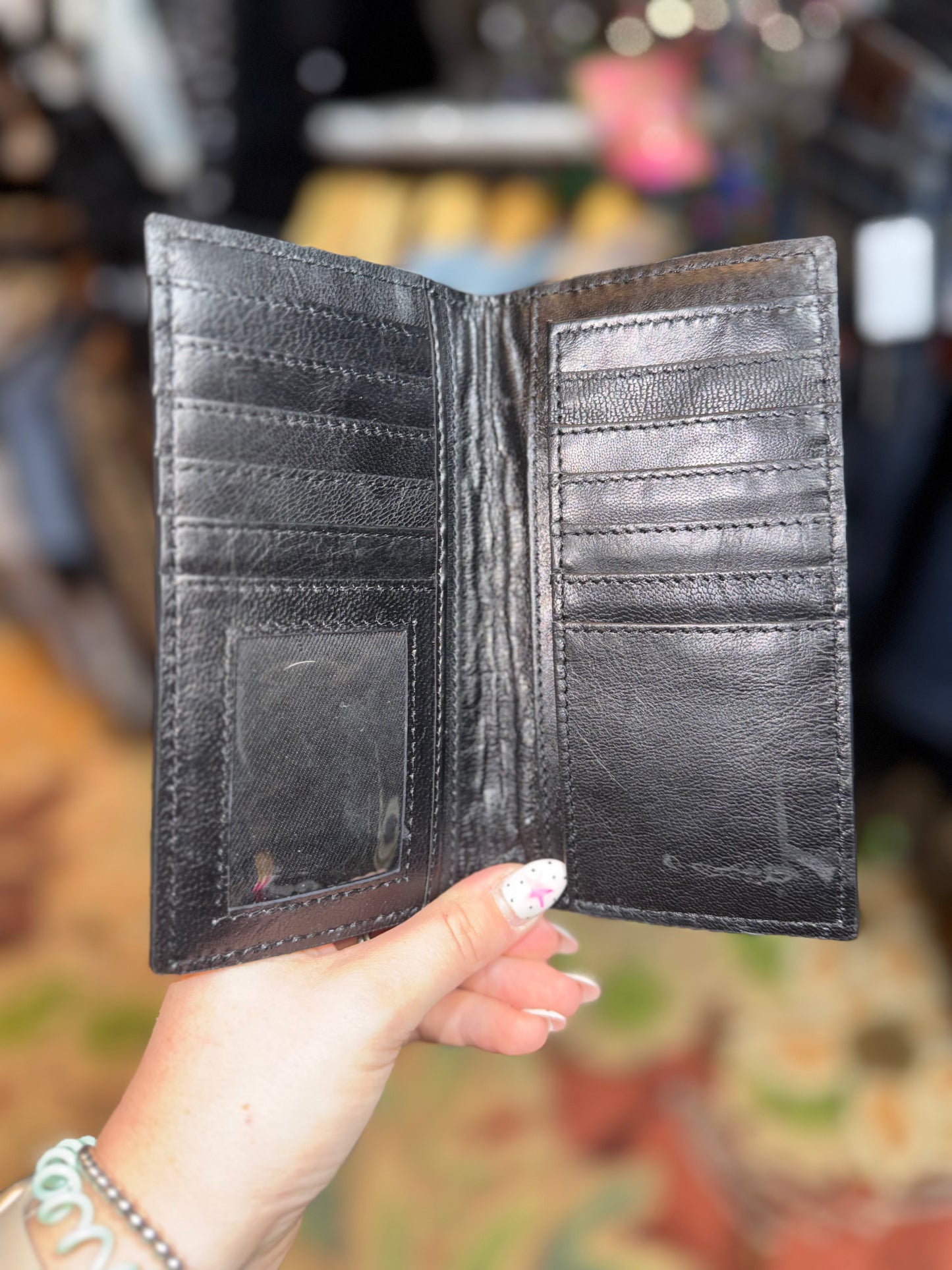 Cowhide Patch Tooled Leather Wallet