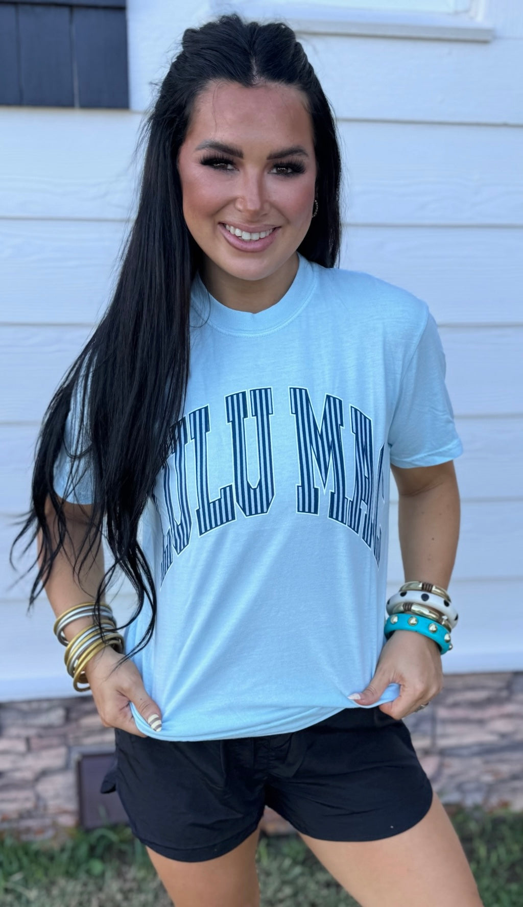 LULU MAC STRIPE CHAMBRAY TEE