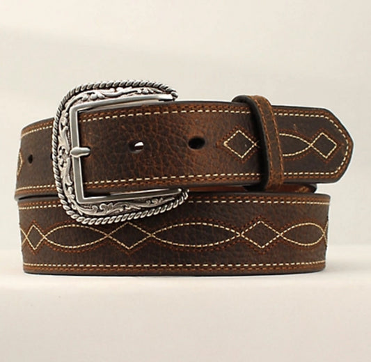 Ariat Men's Polyurethane Tan Boot Stitch Belt, Brown