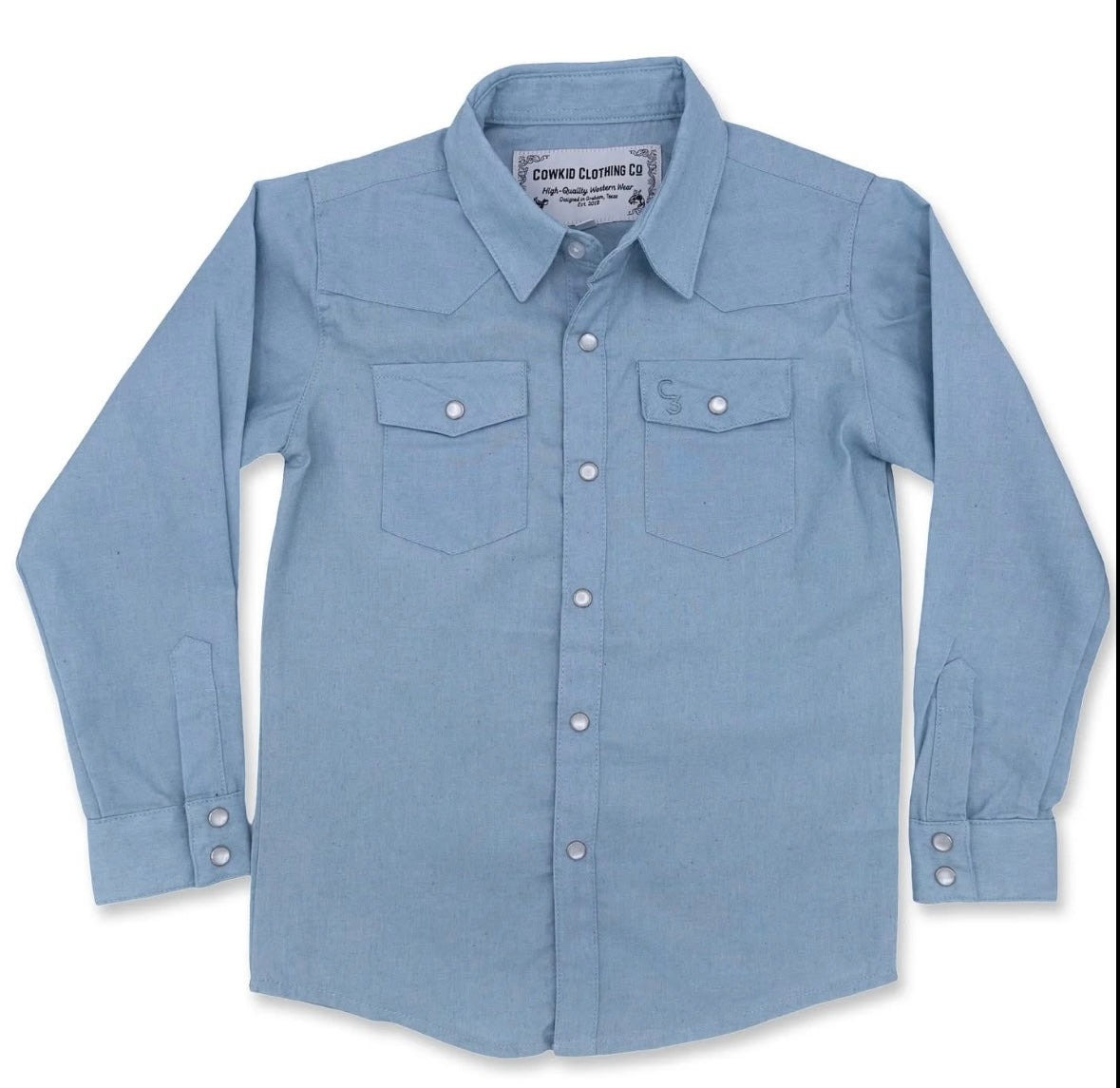 Light Denim Pearl Snap Onesie & Shirt