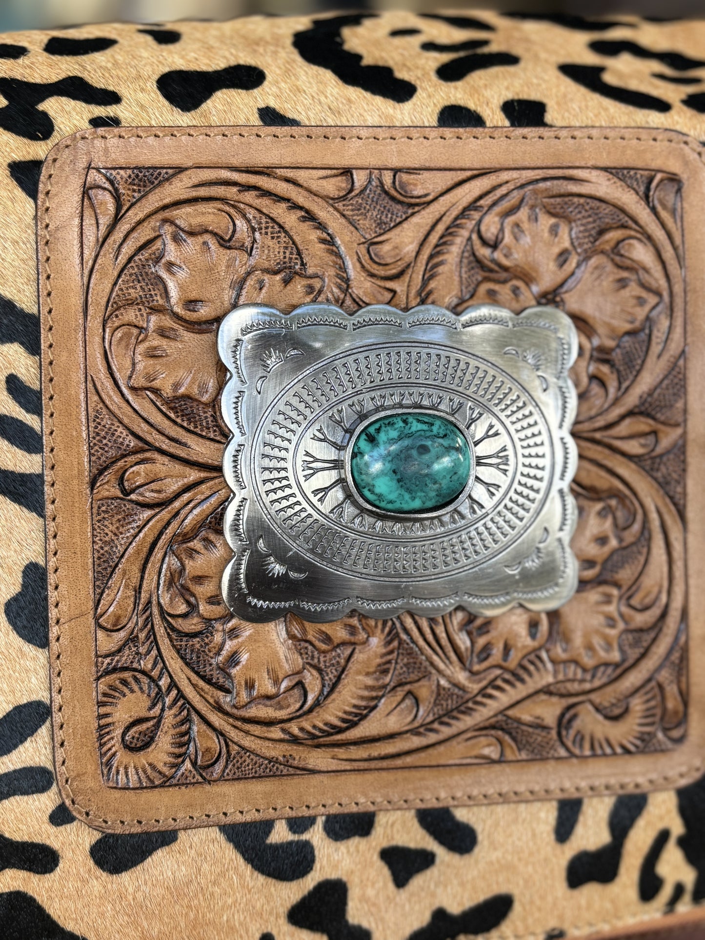 Leopard Tooled Concho Backpack