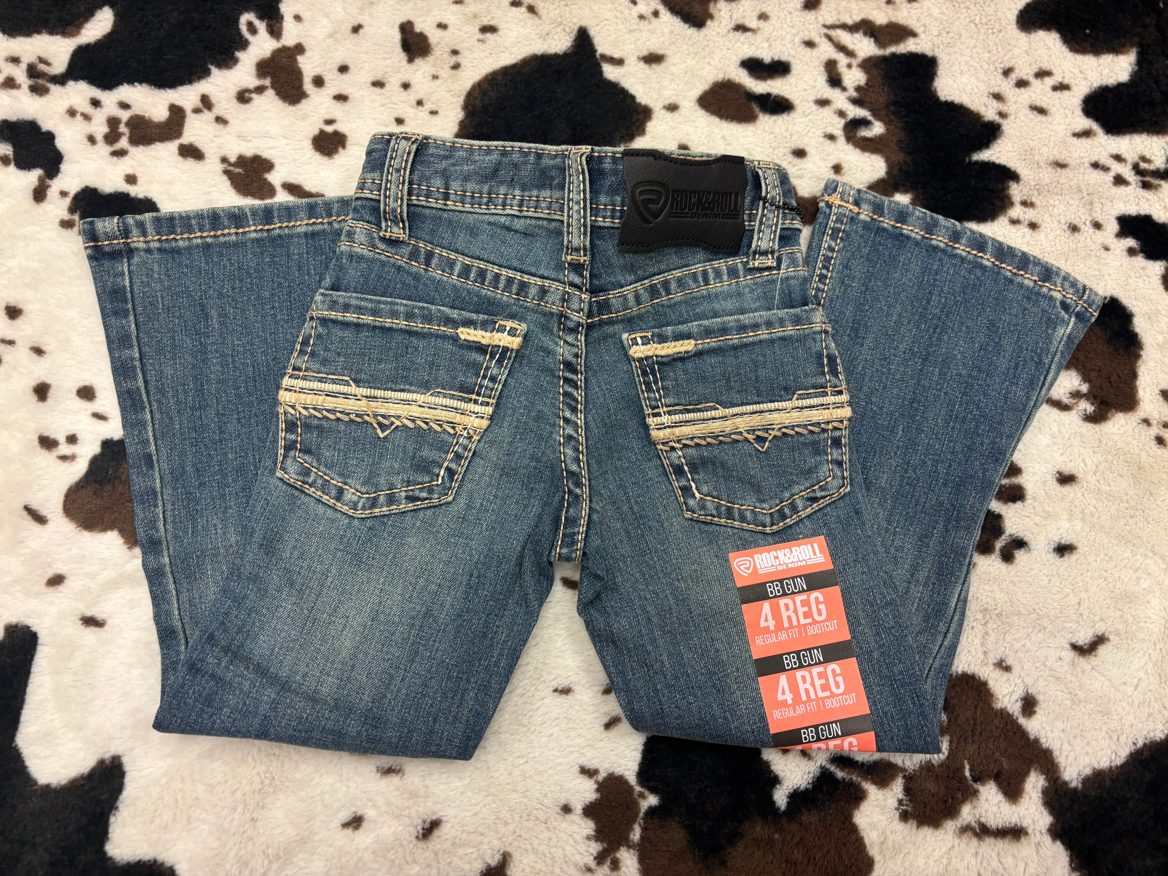 Rock N Roll Denim Boys Pleather Embroidered Bootcut Jeans