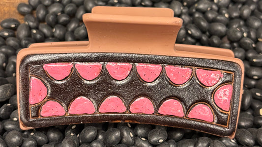 Pink Stone Leather Claw Clip