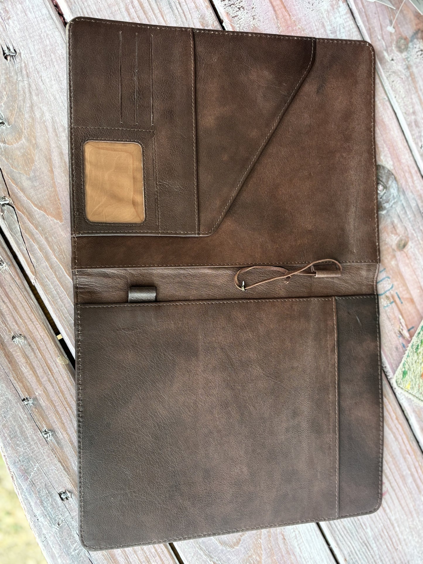 Tooled Leather Cowhide Aztec Portfolio