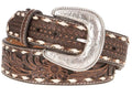 WESTERN ARIAT MENS BROWN FLORAL LACED BELT STYLE