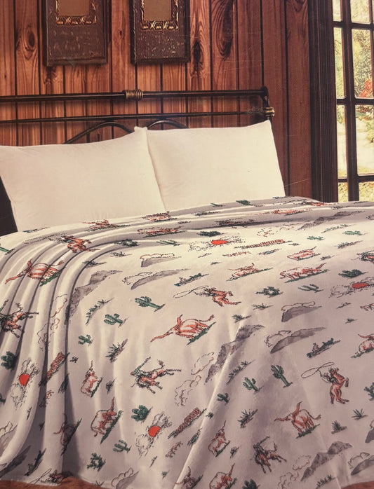 Longhorn & Cowboy Blanket - Twin Size