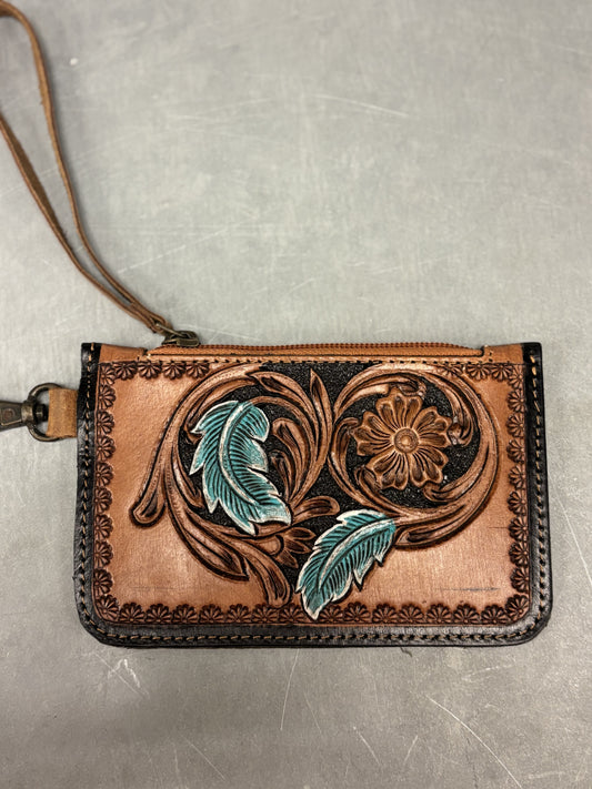 Feather Leather Wristlet Wallet