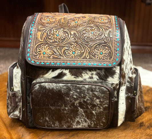 Blue Buck Stitch Cowhide Backpack