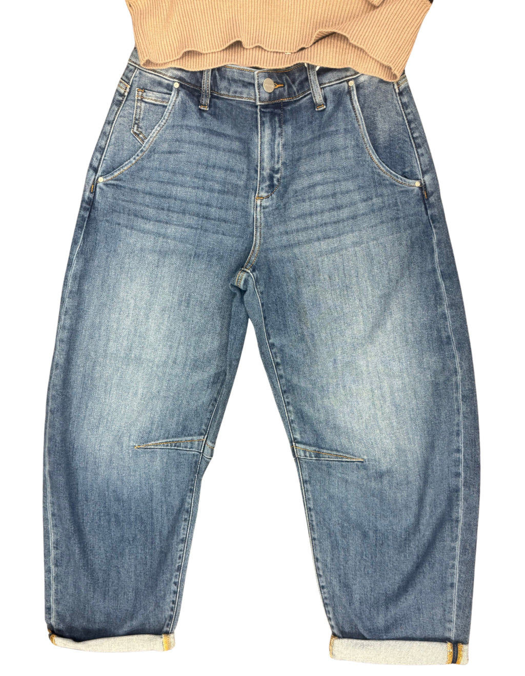 Risen High-Rise Barrel Jeans