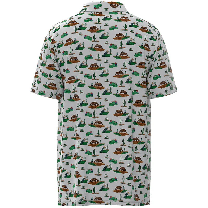 "The Weekender" White w/Cowboy Golf Pattern Polo