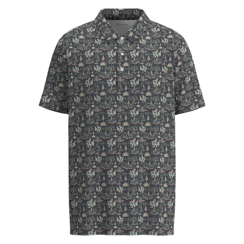 "The Weekender" Polo Charcoal w/Multi-Color Comanche Print