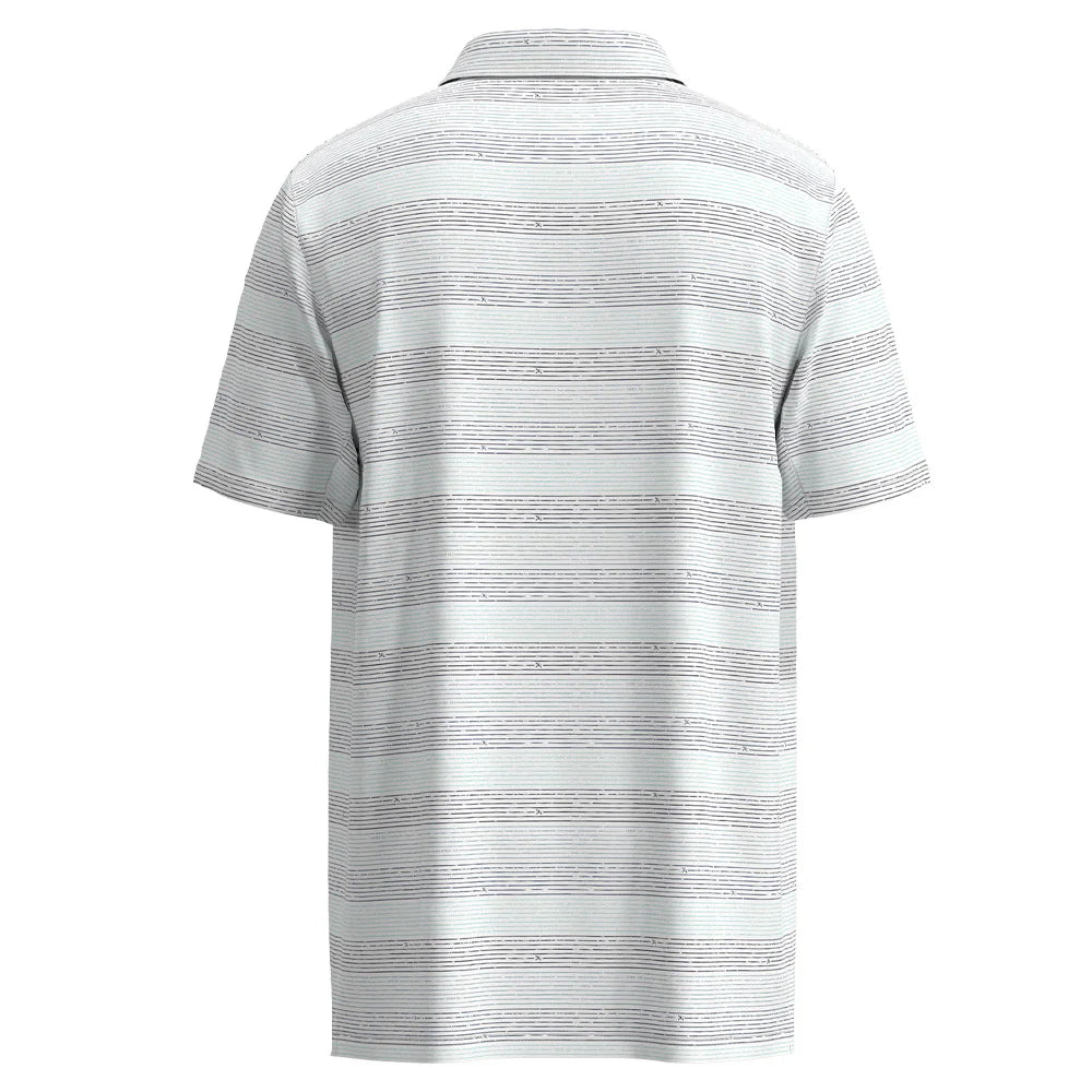 "The Weekender" Polo White w/ Blue Stripe Pattern