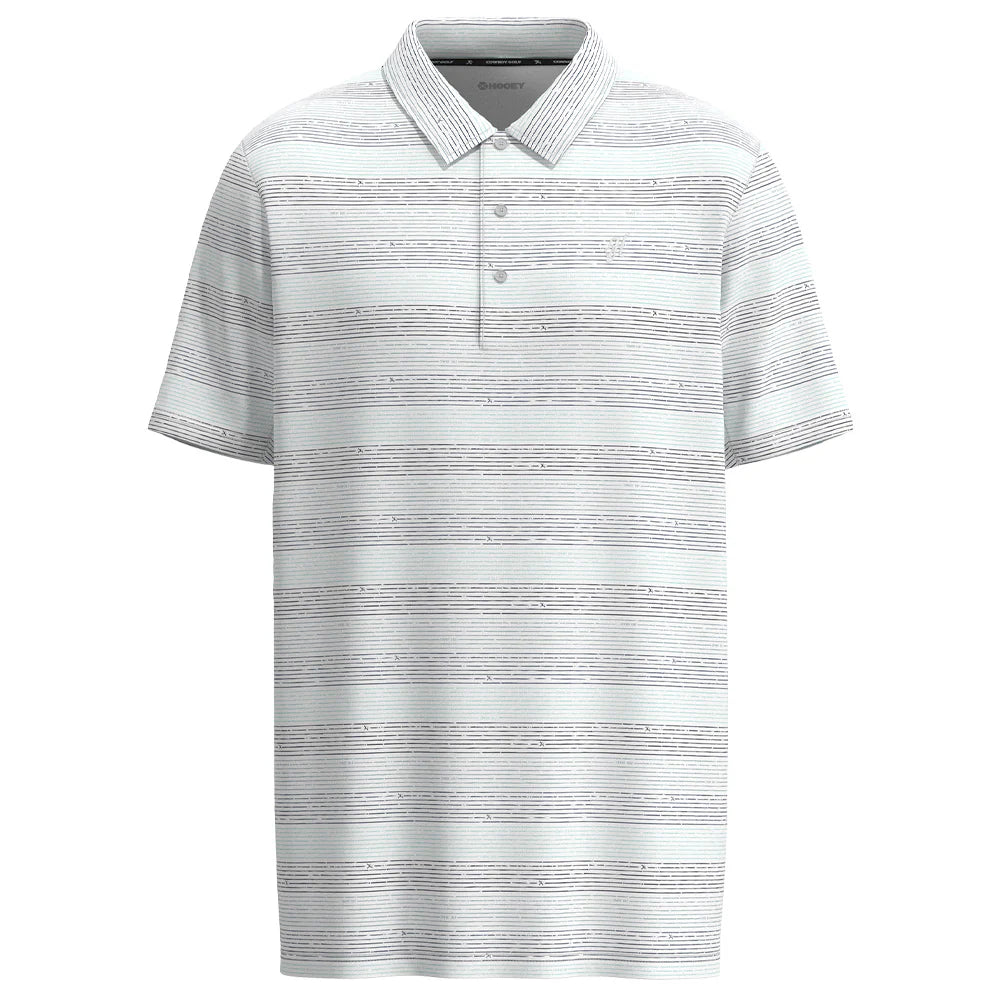 "The Weekender" Polo White w/ Blue Stripe Pattern