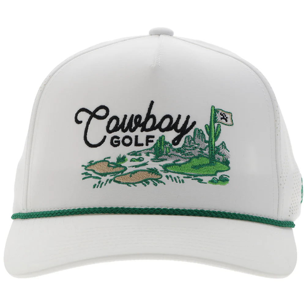 "Cowboy Golf" Hat White w/Golf Course Landscape