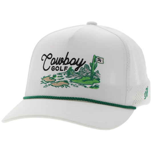 "Cowboy Golf" Hat White w/Golf Course Landscape