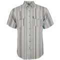 "Sol" Cream w/Baja Stripe Pattern Short Sleeve Pearl Snap Shirt